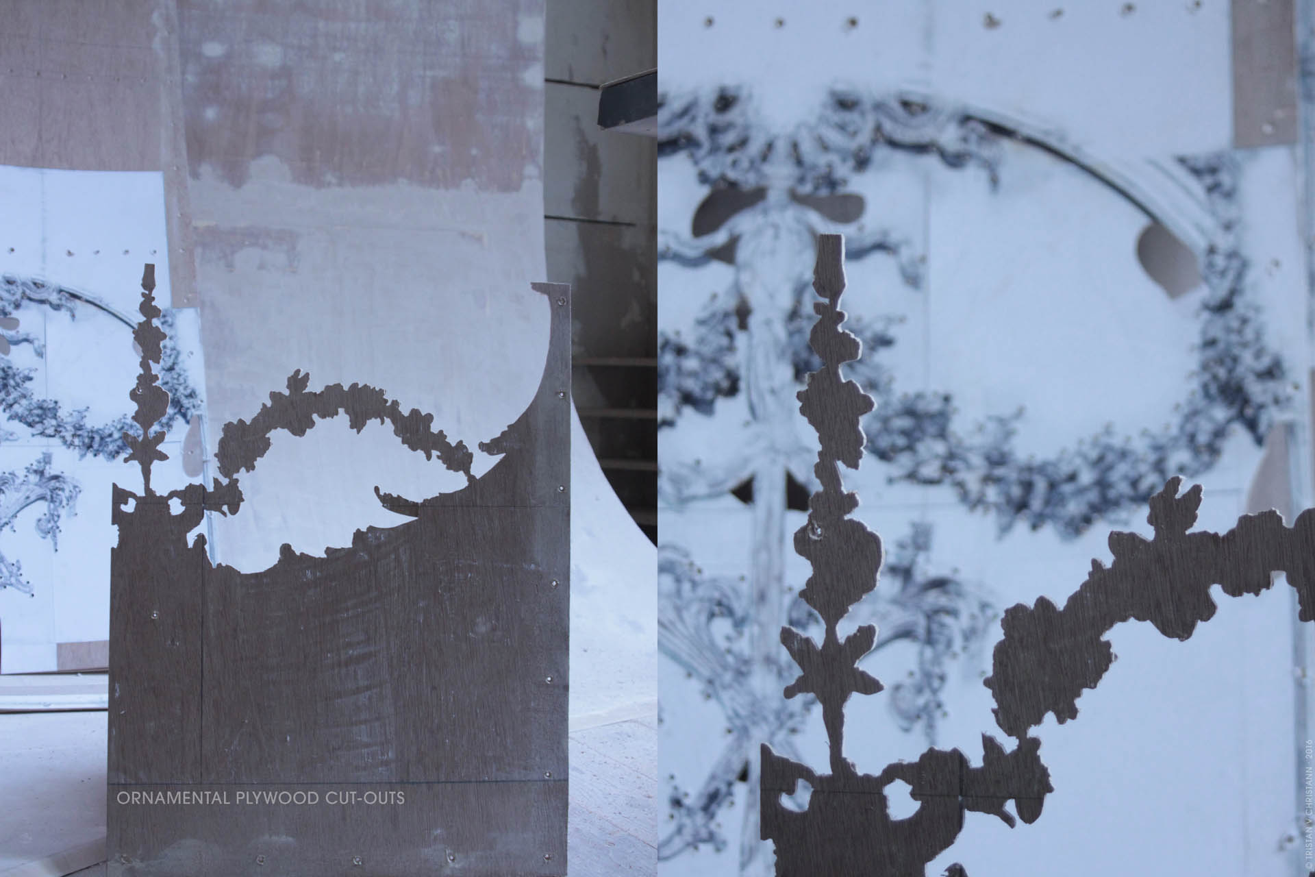 Project Blue Salon, Ornamental Plywood Cut-outs